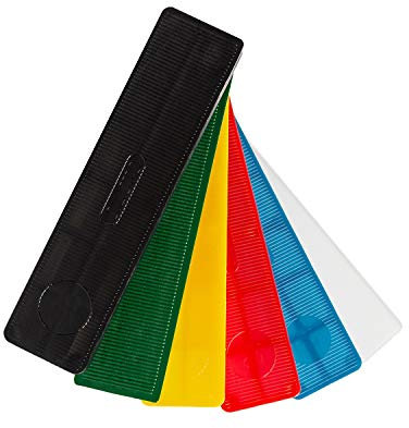 SILISTO Set di blocchi per vetri in plastica, multicolore, 100 x 40 x 1-6 mm, 600 pezzi, distanziatori, piastre di compensazione, piastra di plastica, prodotto in Germania