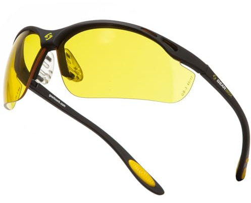 Gearbox Vision Eye Protection with Hard Case, Black Frame/Amber Lens