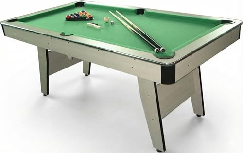 CONCEPT USINE | Billard Américain en Bois Gris Orlando | Design Contemporain | Tapis Vert | Bordures Capitonnées | Accessoires de Qualité Inclus | Idée de Cadeau Jeu, Famille et Décoration
