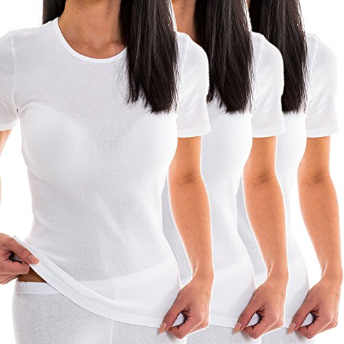 HERMKO 1800 3er Pack Damen Kurzarm Unterhemd aus 100% Bio-Baumwolle,Farbe:weiß;Größe:52/54 (XXL)