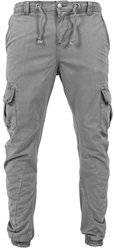 URBAN CLASSICS Pantalón jogging Cargo con bolsillos de parche 2 laterales y 2 traseros, ajuste slim fit, color liso, cintura cordón, puños elásticos, distintos colores, tallas XS - 5XL