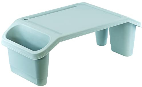 GEEZY Portable Bed Tray Table, Blue - Multipurpose Lap Tray Desk with Storage Pockets - Stackable & Lightweight Laptop Bed Table for Colouring, Activities, Breakfast, Crafts, Sofa, Kids & Adults