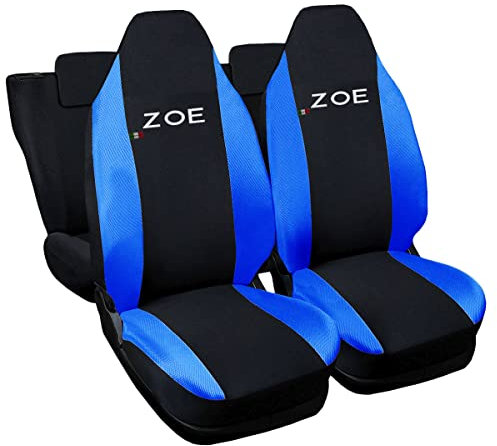 Auto Accessori Lupex Zoe kompatible Autositzbezüge, inklusive Kopfstütze, Made in Italy, Sitzbezug-Set für Vorder- und Rücksitzbezüge, gesticktes Logo, Innenseite (Schwarz/Königsblau)