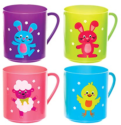 Baker Ross FX479 Easter Characters Plastic Mugs - Pack of 4, Easter Party Bag Fillers for Kids