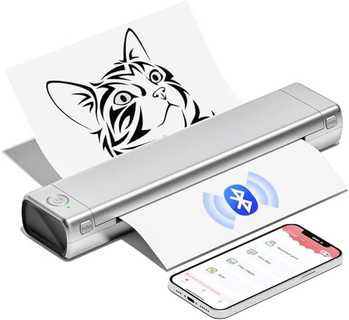 COLORWING M08F - Tragbarer Drucker A4, Bluetooth, Ohne Tinte, Silber, für IOS und Android