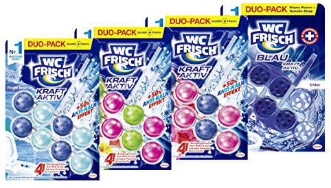 WC FRISCH Kraft Aktiv Duftspüler Frische Brise (2 * 50 g) für langanhaltend frischen Duft & 2x WC FRISCH Kraft Aktiv Duftspüler Hawaii (2 * 50 g) & WC FRISCH Kraft Aktiv Blauspüler Chlor (2 * 50 g)