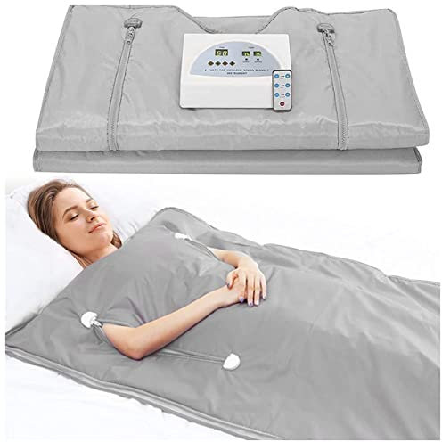 Samnuerly Manta de Sauna infrarroja, Quema de Grasa para Adelgazar pérdida de Peso SPA Detox Manta de calefacción infrarroja para Moldeador de Cuerpo en casa con Control Remoto Plateado