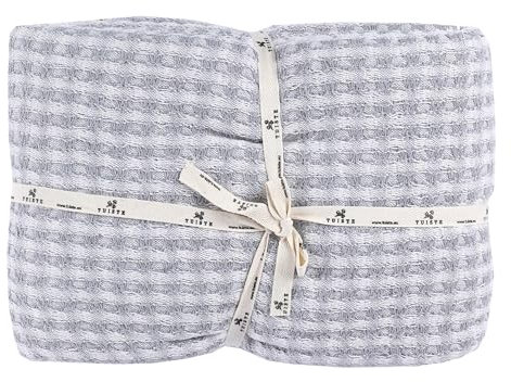 Tuiste Premium Tagesdecke Einzelbett 150x200 Grau, Leichte Sommerdecke Waffeloptik, Bettüberwurf, Plaid Decke für Sofa, Sofadecke Baumwolle, Couchdecke, überdecke Bett, überwurf