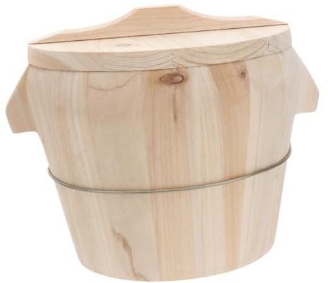 BESTonZON 1pezzi Wooden Steaming Rice Bucket Natural Wood Rice Steamer for Kitchen for Restaurants And Canteens