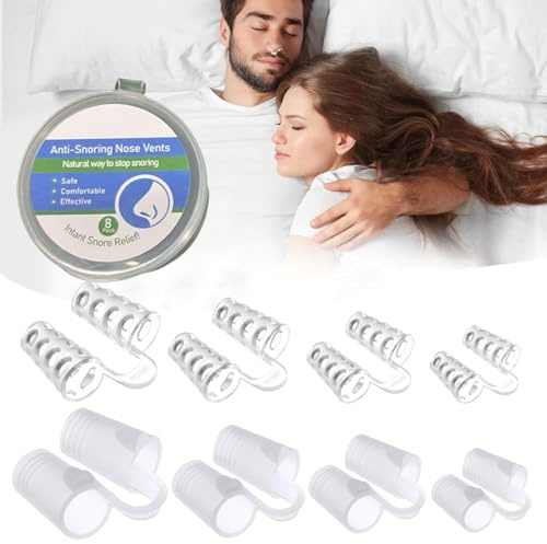 Dispositifs Anti Ronflement,8 Pièces éCarteur Nasal Anti-Ronflement Bouchon, Anti Ronflement Efficace,Inodore Et Doux,Sommeil Bruxisme,Agit Sur Les Causes D’Un Mauvais Sommeil, Translucide, 4 Tailles
