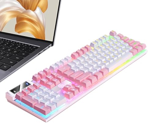 Anpassningsbart trådbundet speltangentbord | Ergonomiskt tangentbord | datortangentbord | 104 tangenter spel bakgrundsbelyst trådbundna tangentbord med USA layout för dator och stationära tillbehör