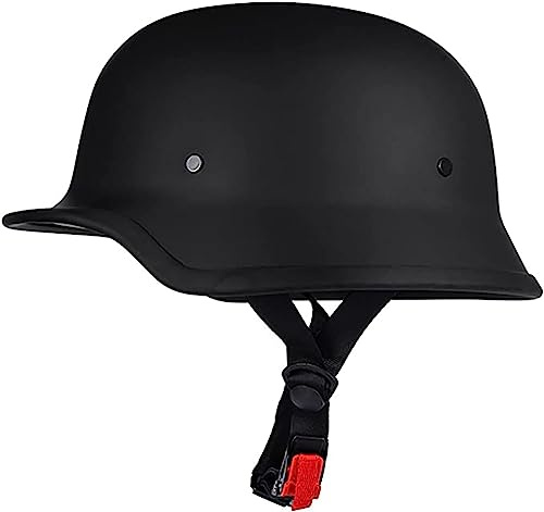 Casco Da Motociclista In Stile Tedesco, Casco Retrò Omologato ECE Per Uomini E Donne Adulti, Casco Vintage Aperto Con Mezza Calotta Per Cruiser, Scooter, Chopper A,M/(57~58cm)
