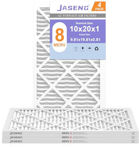 JASENG 10x20x1 MERV 8 Air Filter, 4-Pack for Furnace HVAC