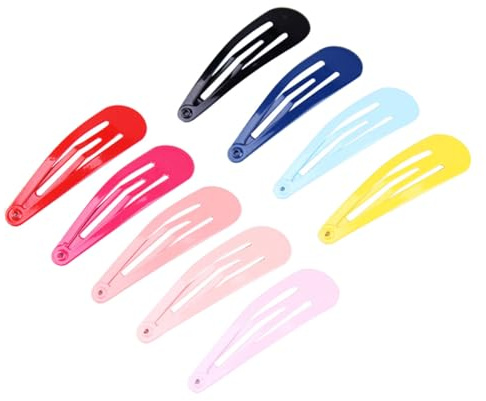 Mikinona 100pcs Metal Hair Snap Clips for Waterdrop-shaped Barrettes Candy Color Assorted Glossy Lacquer Coated Hair Accessories Multi-color