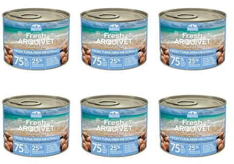 ARQUIVET - Pack de 6 boulettes de Thon Frais - Boîtes de Mini boulettes de Thon - Boîtes de 200 g - Nourriture Humide pour Chiens, Toutes Races