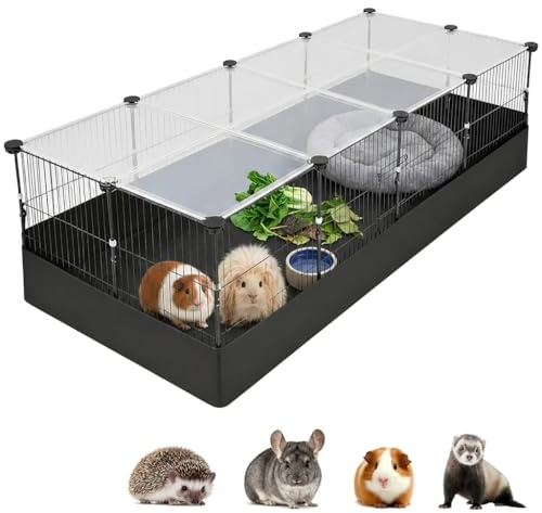 Guinea Pig Cage,Indoor Rabbit Playpen with Waterproof Liner & Top Cover