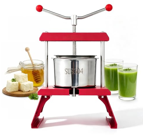 Manual Honey Press Extractor, 2.5L Apple Press Crusher, Stainless Steel Fruit Wine Press, Detachable, 2.5mm Thick, with Filter Bag for Fruits, Vegetables, Wine, Honey