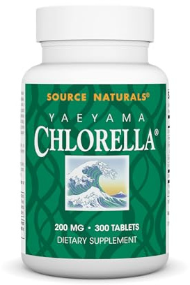 Source Naturals Yaeyama Chlorella 200 mg Green Superfood, Plant-Based B12-300 Tablets