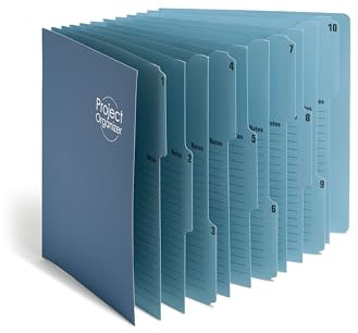 Smead Project Organizer, 10 Pockets, Closed Sides, Preprinted Templates, Reinforced Tabs, Letter Size, Navy/Lake Blue (89200)