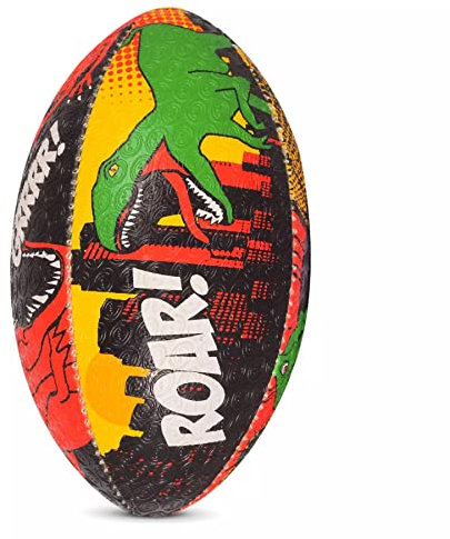 Optimum Unisex-Adult Dino City Rugbyball, DinoCity, Größe 3, Mehrfarbig-Mehrfarbig, 3