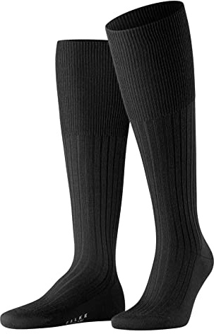 FALKE Bristol Pure M Kh lana al ginocchio tinta unita 1 paio, Calzini lunghi Uomo, Nero Black 3000, 41-42