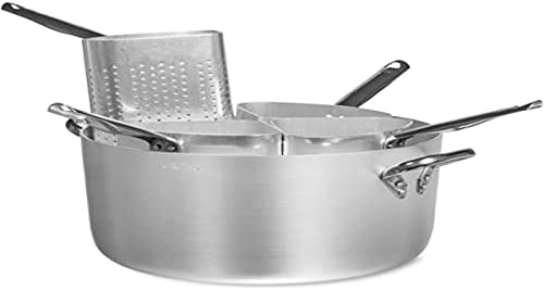 Pentole Agnelli ALMA15336 Casseruola con 4 Colapasta A Spicchio Alto Spessore 3 Millimetri con Due Maniglie Inox, Diametro 36 cm