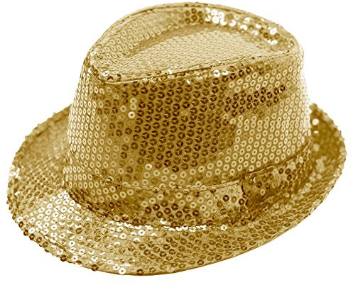 FEDORA TRILBY GANGSTER SEQUIN HAT GLITTERY JAZ UNISEX CAP HIPHOP FANCY DRESS
