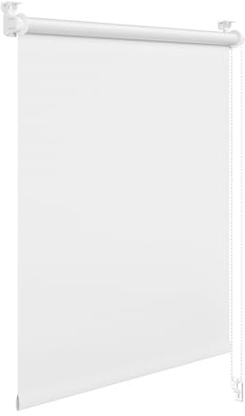 WOLTU Mörkläggningsrullgardin utan Borrning, 100x210 cm, Vit | Värmeisolerande Silverbeläggning, Solskydd, Klemmfix, för Fönster och Dörrar, Tygbredd 96 cm