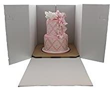 The Cake Decorating Co. 16 Inch Cake Box - Extra Deep Corrugated Square White Cake Box 16 x 16 x 16 Cube - Sturdy Protective Box for Safely Carrying and Transporting Cakes - 16x16x16