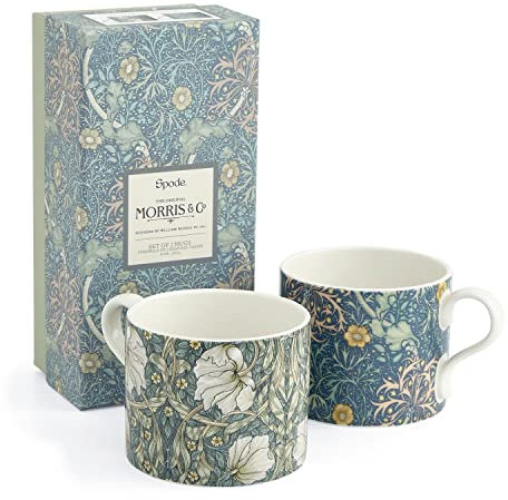 Portmeirion Home & Gifts Spode Morris & Co Pimpernel and Seaweed Design Set of 2 Mugs Boxed Portmeirion, Multi Coloured (MCOK8726-XG)