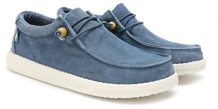 WALK IN PITAS | WP150 Washed | Mocassins pour Hommes | Chaussures Bateau | Slipon Loafers | Baskets d'été | Sneakers | Pantoufles Estivales | Chaussures de Walkinpitas | Bleu 41