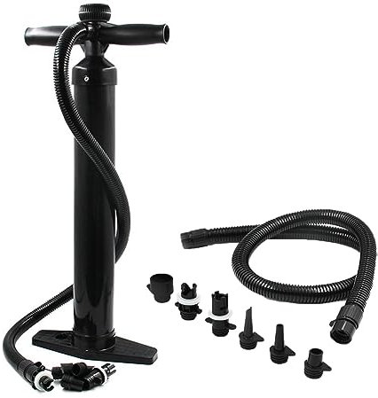 Doppelt wirkende Handpumpe, max. 1,8 bar (26 PSI), SUP-Handpumpe, handbetriebene manuelle Luftpumpe mit Manometer, Hochdruck-Superpumpe mit 6 Düsen für Luftbetten, Kajaks, aufblasbare Zelte