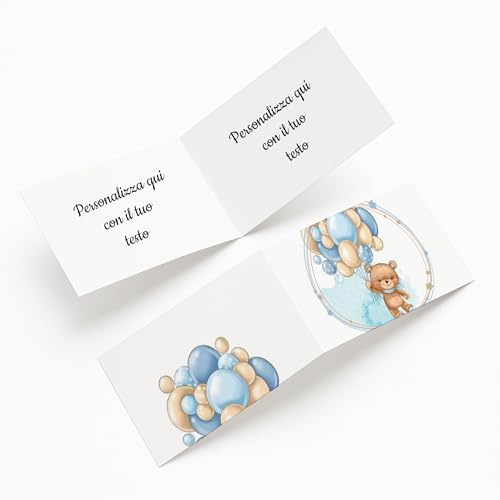 PV Grafik® | 100 Bigliettini Bomboniere Battesimo Personalizzati | Biglietti Battesimo Nascita Bimbo Bimba | Etichette Bomboniera Battesimo | Biglietti Nascita Personalizzati (Modello 59)