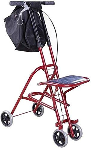 XAoSCd Déambulateur De Courses pour Personnes Âgées, Cadre De Marche Léger, Aide À La Mobilité, Poussette, Scooter Pliable avec Siège Et Sac, 4 Roues pour Personnes Âgées, Double Le Confort