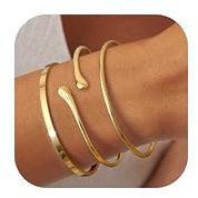 YADOCA Armband Gold Set - 3PCS Edelstahl Armkette Damen, Schmuck Armreif in Silber - Valentinstag für Sie