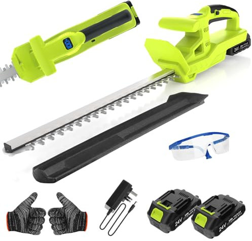 VOERJIA Taille Haie Batterie 21V, Taille-Haie Électrique sans Fil avec 2×2000mAh Batteries, Moteur 750W, Lame Double 50cm, Coupe Branche Électrique, Cisaille Haie pour Jardin et Arbustes