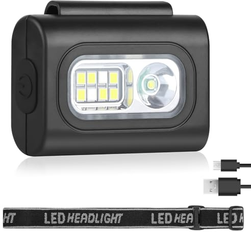 Adiwo Torcia Frontale LED Ricaricabile, 1PCS USB Facile Da Attaccare Portatile Torcia Frontale, Piccola Lampada USB, Luce Di Sicurezza per Jogging Notturno, Escursioni, Campeggio All'aperto