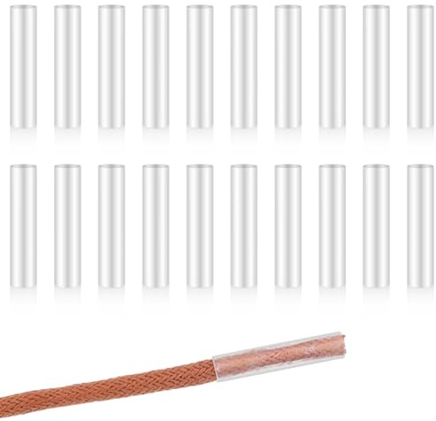 JJUNW 20 st Skosnöre för värmekrympning, 0,2 tums värmekrympning skosnören slutar reparationssats, genomskinliga skosnöre i plast för skosträngar