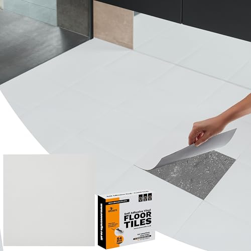 Vinylgolvplattor, självhäftande – 10-pack/10 kvm (0,9 kvm) vinylgolv, skala av och klistra på golvplattor – 30,5 x 30,5 cm (12 x 12 tum) – för kök, vardagsrum och badrum – vit schackbräde