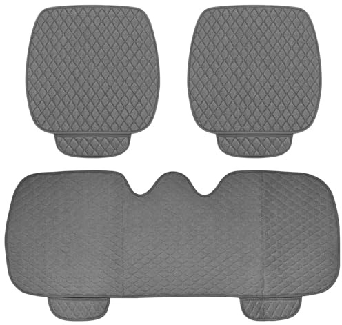 Colexy Juego de 3 Cojines de Asiento de Coche, Universales, Antideslizantes, para Asiento Delantero y Trasero, Fundas de Asiento de Coche, Transpirables, para Asiento de Coche, SUV, Camión (Gris)