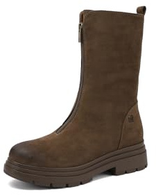 QUEEN HELENA Stivaletti con Zip Frontale Stivali Bassi Donna X33-57 (Khaki, Taglia unica, Sistema Taglie Calzature EU, Adulto, Donna, Numero, Media, 41)