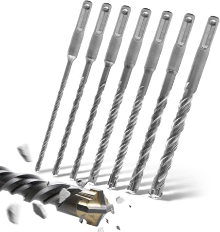 TOOLMAYS SDS Plus Betonbohrer Set, 7-teilig SDS Plus Bohrer Set für Beton, Ø 5-12 mm x 160 mm Steinbohrer, Max. Härte bis zu 92 HRC