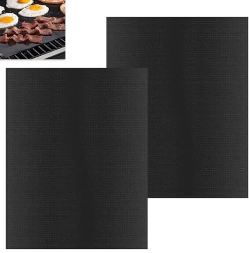 DOKRIN Tapetes para hornear, 2 alfombrillas de silicona para horno, 40 x 50 cm, reutilizables, para microondas, parrilla, carne, pescado y verduras (negras)