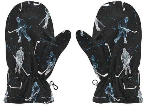 Eionryn Hockey Sticks Player Kids Snow Mittens Toddler Warm Gloves Winter Ski Fleece Mittens Full Fingers S