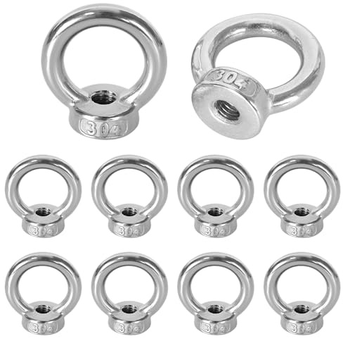 Dado di Sollevamento 10 Pezzi Dado A Occhiello M6, Dado Ad Occhiello in Acciaio Inossidabile M6, Dadi Ad Anello, Accessori di Sollevamento, Hardware di Fissaggio per Montaggio Su Fune E Uso Quotidiano