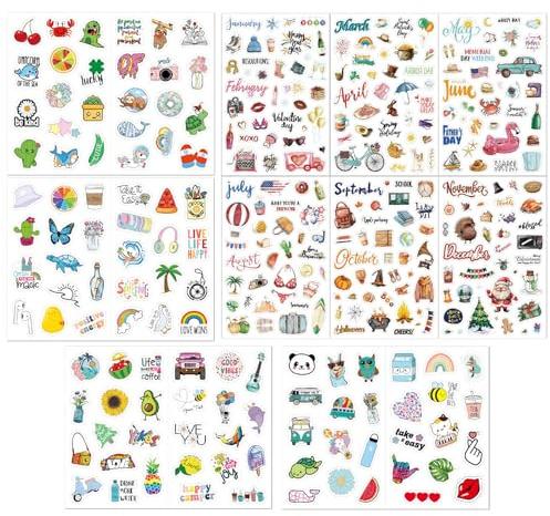 10 pegatinas para álbum de fotos, pegatinas para las estaciones, pegatinas de primavera, bonitas pegatinas con 314 diseños, impermeables, decoración DIY para diario, libro de visitas, tarjetas, álbum
