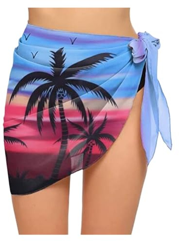 EKalgretrA Sarong scarf chiffong dam sarong wrap kjol coverups | Kort sarong strand kort skydd scarf täcka badkläder täcka klänning sommar