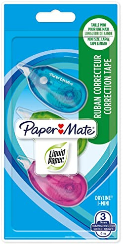 Paper Mate DryLine i-Mini Korrekturband | Gemischte Farben | 3 Stück