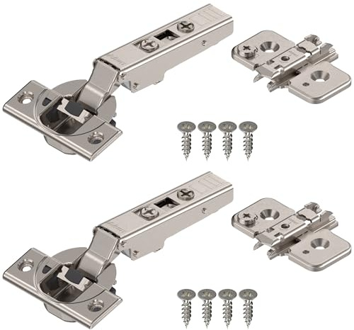 Blum Clip top BLUMOTION Soft-Close Hinges, 110 Degree, Self Closing, Face Frame, with Mounting Plates (Full Overlay - 2 Pack)
