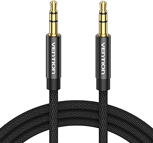 VENTION 1.5m Nylon Braided Aux Cable - 3.5mm TRS to 3.5mm Stereo Jack for Headset, Car Speaker, Soundbar, PC, Laptop and More